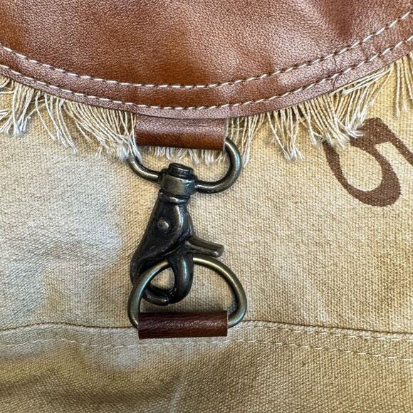Canvas Leather Crossbody Purse Flap Bag FAST SHIP NeW - Picture 5 of 9
